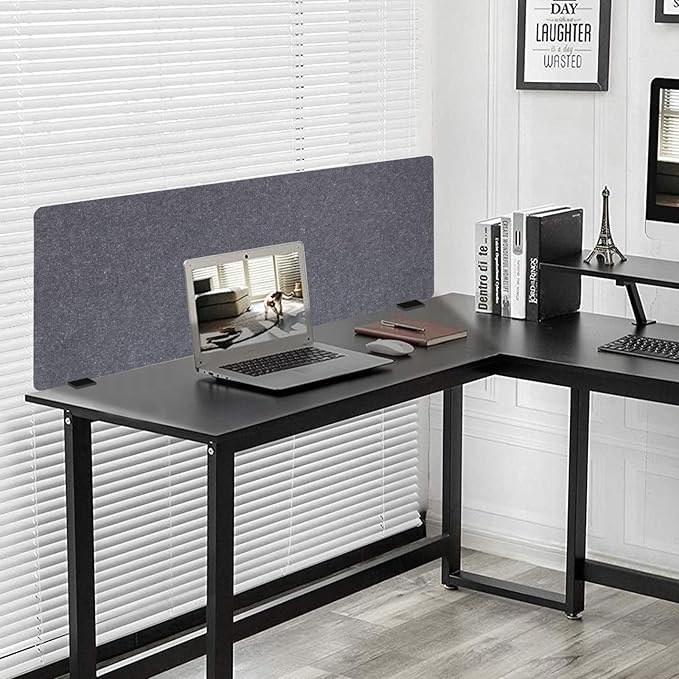 Desktop Privacy Panel, Sound Absorbing Cubicle Desk Divider Privacy Panel for Reduces Noise and Visual Distractions, Office Partition, Clamp-on Type (Grey)