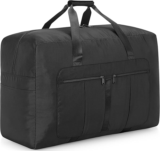 Large Duffel Bag for Travel, Foldable Storage Bag for Traveling, Collapsible Duffle Bag (Black, 110L)