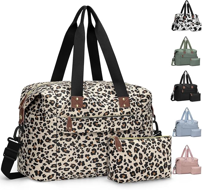 Travel Duffle Bag, Waterproof Weekender Overnight Hospital Bags for Women Men with Toiletry Bag Lightweight Carry on Personal Item Duffle Gym Bag for Travel, Airplanes, Sports