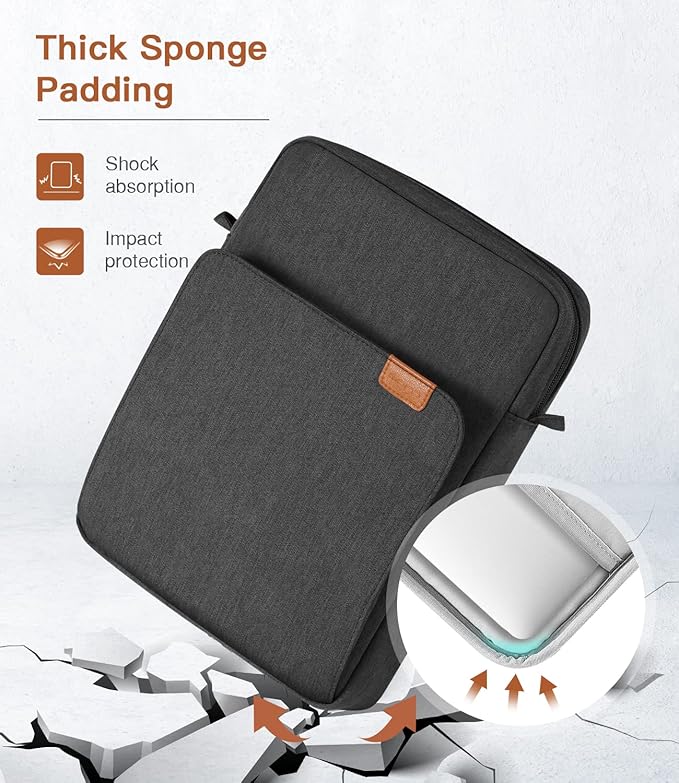 MoKo 15 Inch Laptop Sleeve Bag Fits MacBook Air 15" M2 2023, MacBook Pro 14" M2 2023, Galaxy Tab S9 Utra 14.6" 2023, Handle Carrying Case with Shoulder Strap, Black & Gray