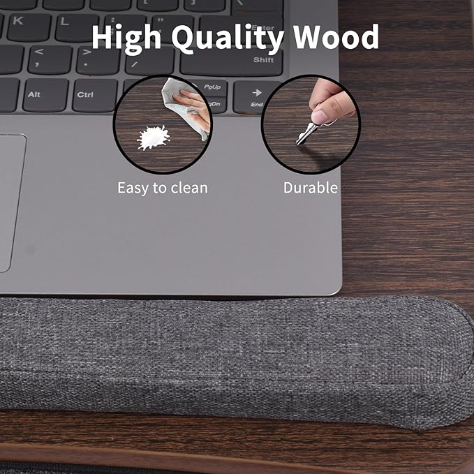 Heyfriday Home Office Lap Desk with Wrist Rest Laptop Bed Desk for Notebook, Laptop, Tablet, Lap Stand with Tablet, Phone Holder Fits Up to 14 Inch Laptops (Brown)