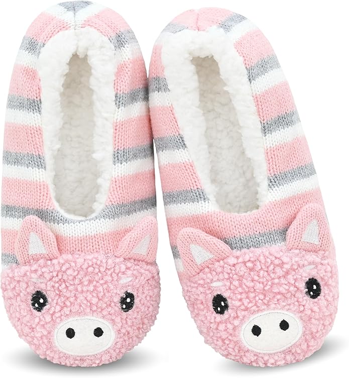 DICUIRD Womens Cute Animal Soft Sole Slipper Socks with Grippers-Fuzzy House Slippers