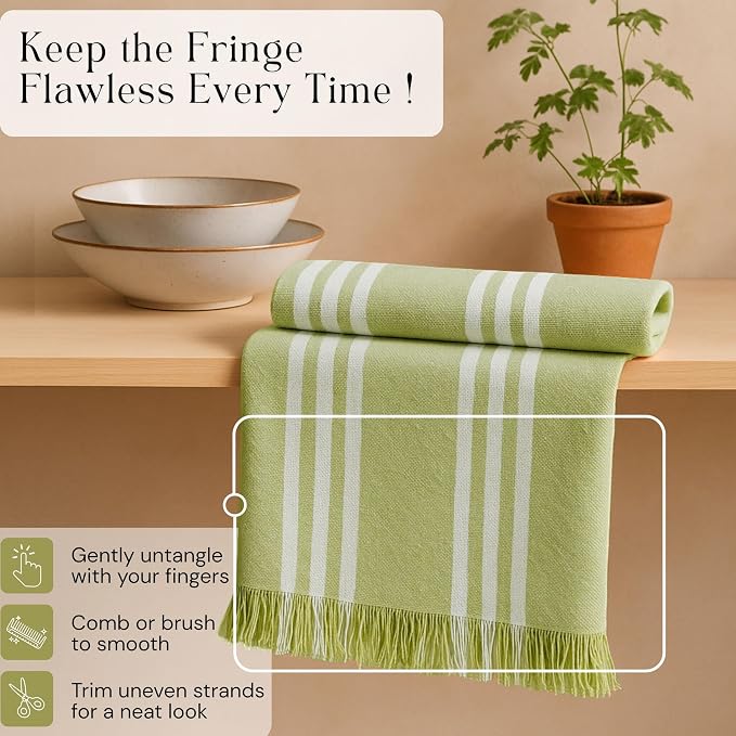 Multi Color Kitchen Towels 12 Pack, 16x26 Inches, Striped Tea Towels, Quick Dry Dish Cloths, Absorbent Cleaning Rags, Reusable and Washable Kitchen Wipes - Orange, Green, Lavender