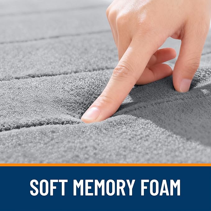 OLANLY Memory Foam Bath Mat 36x24, Super Soft Absorbent Bathroom Rugs, Quick Dry, Machine Washable Shower Floor Rugs, Bathmat Carpet, Bathroom Home Decor Accessories, Grey