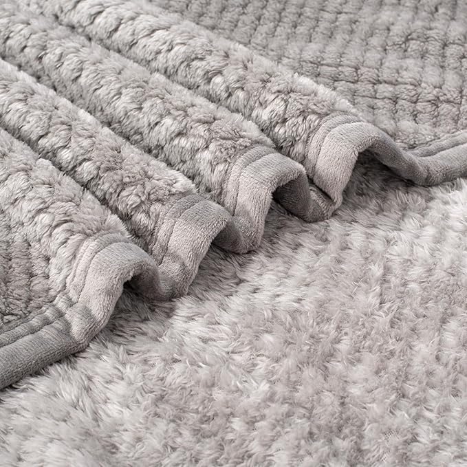 Fuzzy Blanket or Fluffy Blanket for Baby, Soft Warm Cozy Coral Fleece Toddler, Infant or Newborn Receiving Blanket for Crib, Stroller, Travel, Decorative, 30”×40”, Flint Gray+Dark Grey