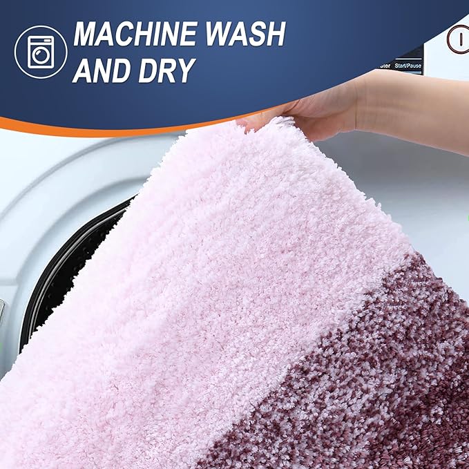 OLANLY Bathroom Runner Rugs 47x24, Extra Soft Absorbent Microfiber Bath Rugs, Rubber Backing, Quick Dry, Machine Washable Bath Mats for Bathroom Floor, Tub and Shower, Home Decor Accessories, Mauve