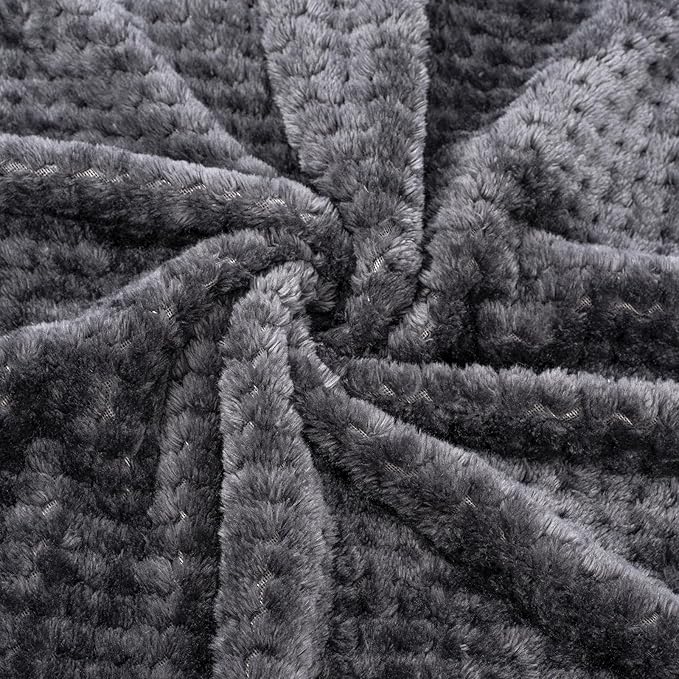 Fuzzy Blanket or Fluffy Blanket for Baby, Soft Warm Cozy Coral Fleece Toddler, Infant or Newborn Receiving Blanket for Crib, Stroller, Travel, Decorative, 30”×40”, Flint Gray+Dark Grey