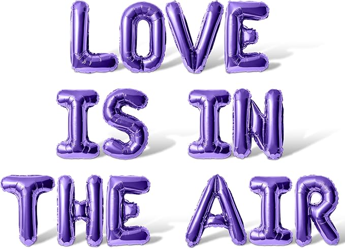 Letter Balloons - LOVE IS IN THE AIR 16" Inch Alphabet Letters Foil Mylar Balloon Valentines Day Party Banner (Purple)