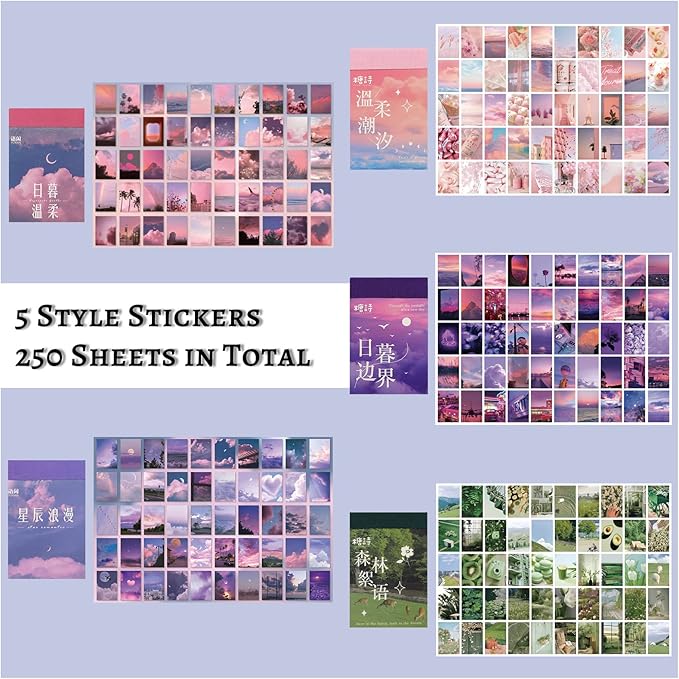 450 Pieces Washi Sticker Set, 9 Set Scrapbooking Diary Planner Album Diary Notebook, Scrapbooking Sticker Journaling Supplies for DIY Arts and Crafts Card Making Laptop Decoration