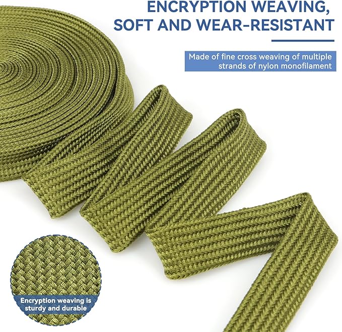 YOUBO Polyamide Braided Sleeving, 33ft Expandable Wire Loom Abrasion Resistant Split Cable Sleeve for Automotive Harness, Computer Case & Cable Management (Army Green, 60mm（2-3/8"）)