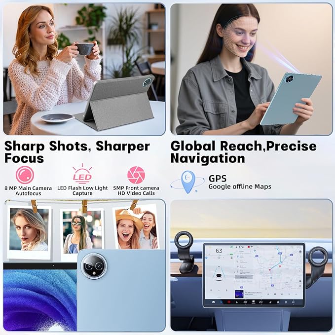 Android 15 Tablet 10 inch,24GB RAM 128 ROM,Tablets with Keyboard Case Mouse Stylus,1TB Expandable,Octa-Core 6000mAh 1280x800 IPS HD,5G WiFi,T615 CPU,High Performance,Processor,Dual Camera(Blue)