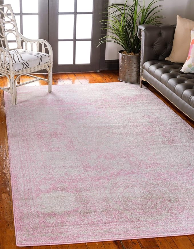 Unique Loom Bromley Collection Area Rug - Wells (4' 1" x 6' 1" Rectangle, Pink/ Ivory)