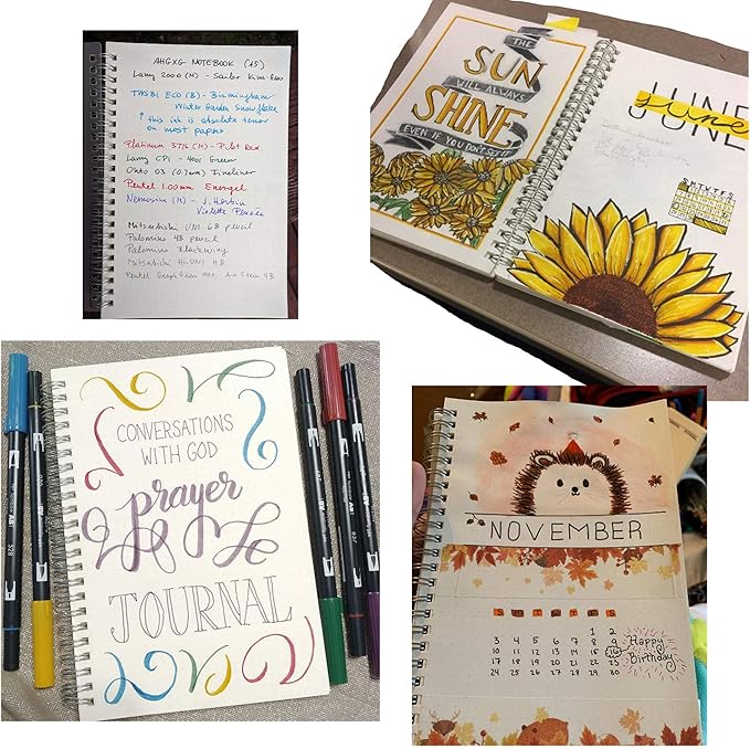 Yansanido Spiral Notebook, 4 Pcs 10.1 Inch x 7.6 Inch B5 Thick Plastic Translucent Frosting Hardcover Dot Paper 80 Sheets -160 Pages Journals for Study and Notes (B5 7.3"X 10"-Dot Grid 4pcs)