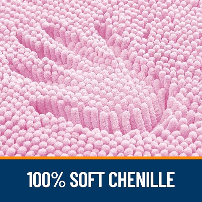 OLANLY Bathroom Rugs 44x24, Extra Soft Absorbent Chenille Bath Rugs, Rubber Backing Quick Dry, Machine Washable Bath Mats for Bathroom Floor, Tub and Shower, Home Decor Accessories, Pink