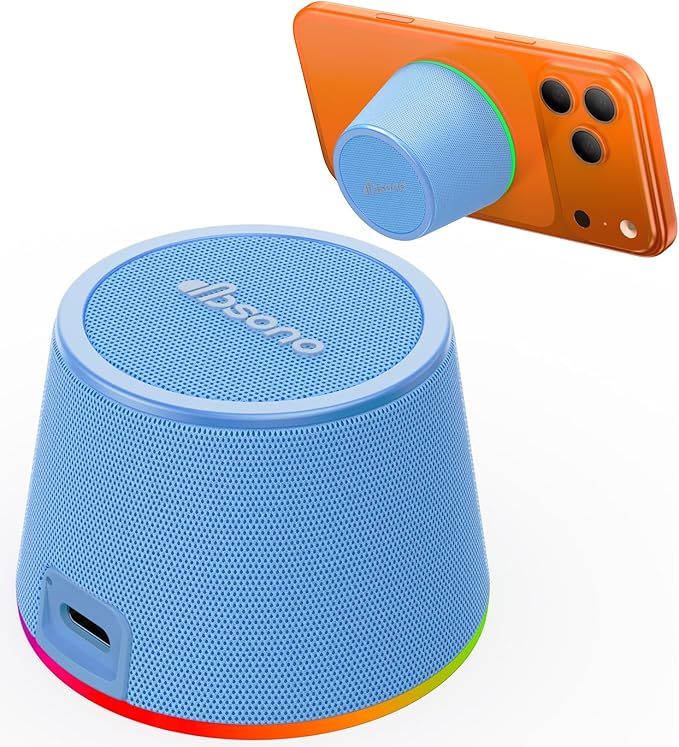 Small Bluetooth Speaker Gifts for Teens: Valentines Gifts for Him Her, 3 IN 1 Portable Magnetic Speaker with 9-Mode Lights, Waterproof Phone Stand for Desk, Cool Birthday Gadget Gifts for Adults