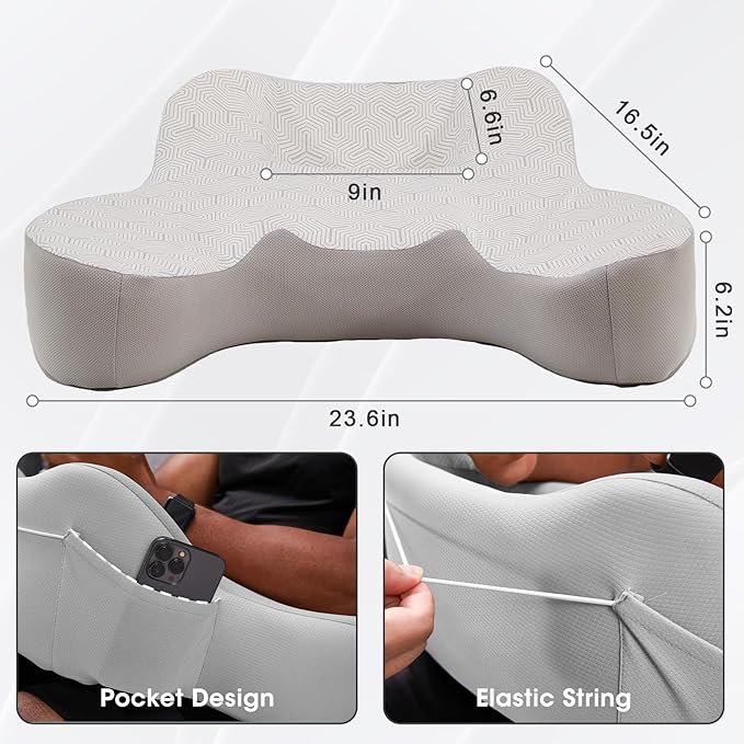 cooloo8 Lap Desk, Laptop Lap Desk Lap Desk with Cushion, Laptop Pillow for Lap, Portlands Portable Desk Pad, Gaming Pillow Work Pillow for Bed, Couch, Car(Ash Gray)