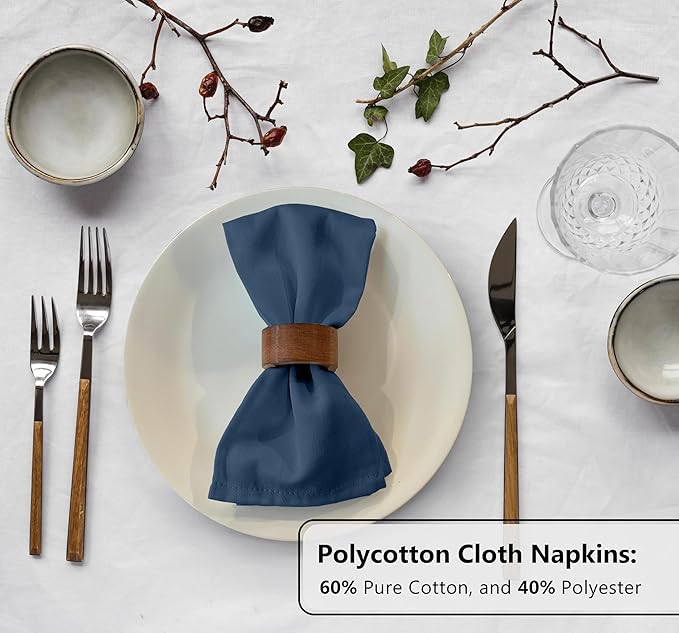 Zoyer Cloth Napkins Set of 12, 18x18 Inches Cotton Enrich Napkins Cloth ‎Washable, Soft & Durable Dinner Napkins for Parties, Wedding, Christmas, ‎Thanksgiving & Everyday Use - Navy Blue