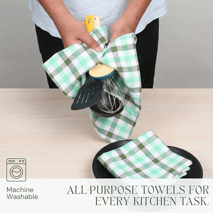 Multi Dish Towels 4 Pack Combo, 18"x26", Quick Drying Cloths, 100% Cotton, Absorbent Wash Rags, Washable, Reusable Cleaning Towels for Dishes, Kitchen Drying Use - Multi Pack