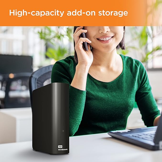 WD 20TB Elements Desktop External Hard Drive, USB 3.0 drive for plug-and-play storage - WDBWLG0200HBK-NESN