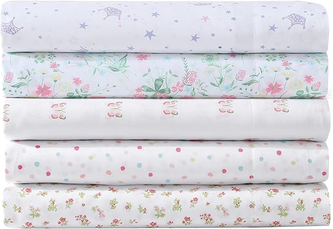 Laura Ashley Kids - Queen Sheet Set, Soft & Wrinkle-Resistant Toddler Bedding Set, Fun & Whimsical Bedroom Decor, Ideal Girl Room Essentials, Bed Sheets with Matching Pillowcases (Posey Dance Pink)
