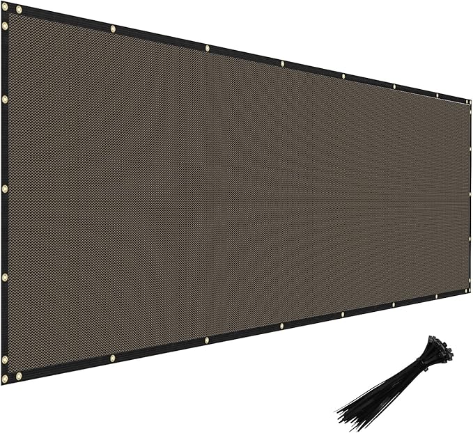 Windscreen4less Privacy Fence Screen Heavy Duty Windscreen Fencing Mesh Fabric Shade Net Cover with Brass Grommtes for Outdoor Wall Garden Yard Pool Deck, 6'x96' Brown