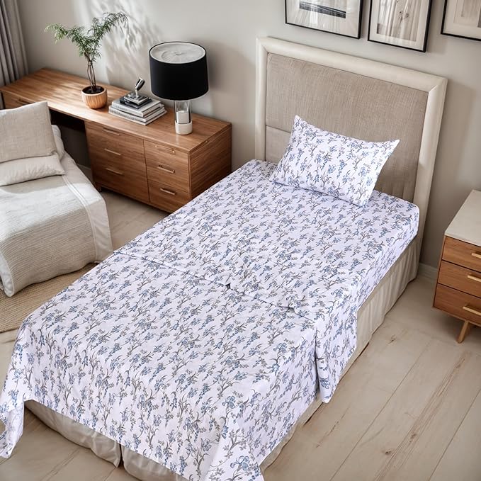 RUVANTI 100% Organic Cotton Sheets Twin XL, Percale Weave, GOTS Certified, 3-Piece Set, Deep Pocket 15", Crisp & Breathable, Soft Durable Bedding, Sábanas Algodón Orgánico – Deluxe