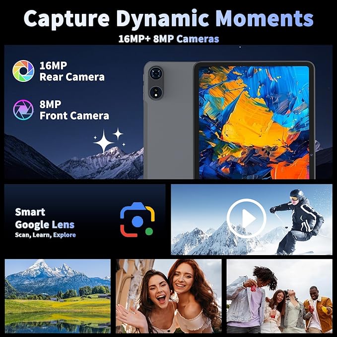2025 12 Inch Tablet, Android 15 Tablets with Keyboard, 24GB+256GB+2TB Expand, 2K Display, Tablet PC with 5G WiFi, Octa-Core, 8000mAh, BT5.0, GMS, GPS, 2 in 1 Tablets with Case, Mouse, Stylus(Silver)