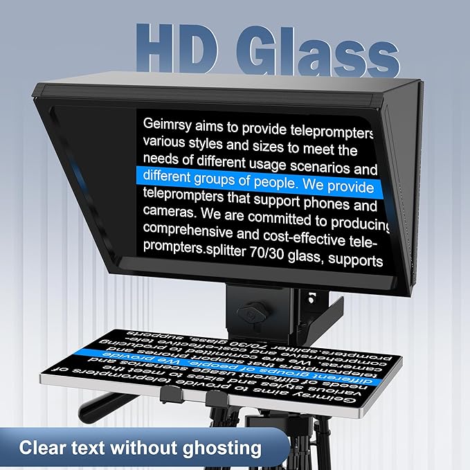 i2/12-inch All-Metal teleprompter, Lift The teleprompter and Remote Control, Using Tempered Optical Glass, Compatible with a Variety of Devices for a Variety of scenarios.