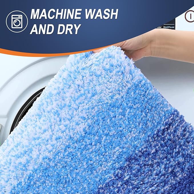 OLANLY Bathroom Rugs Mat 50x30, Extra Soft Absorbent Microfiber Bath Rugs, Rubber Backing, Quick Dry, Washable Bath Mats for Bathroom Floor, Tub and Shower, Home Decor Accessories, Light Royal Blue
