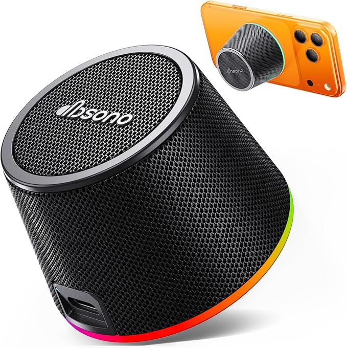 Small Bluetooth Speaker Gifts for Teens: Valentines Gifts for Him Her, 3 IN 1 Portable Magnetic Speaker with 9-Mode Lights, Waterproof Phone Stand for Desk, Cool Birthday Gadget Gifts for Adults