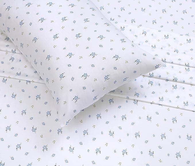 RUVANTI 100% Cotton Sheets Queen Size Set, 4 Pieces, Soft & Breathable Percale Weave Bedding, Deep Pocket 16", Hotel Standard, Crisp Cool Feeling, Durable, Perfect Floral Bed Sheet, Phulkari