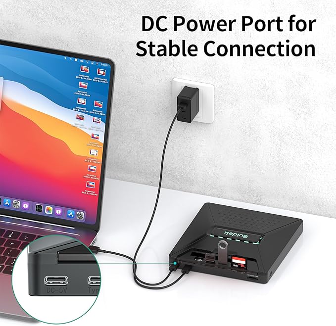 CD DVD Drive External, Portable CD DVD Driver +/-RW Burner with 2.5" SATA,SD Card Reader and USB A Type C 2.0 Hub Compatible with Laptop PC