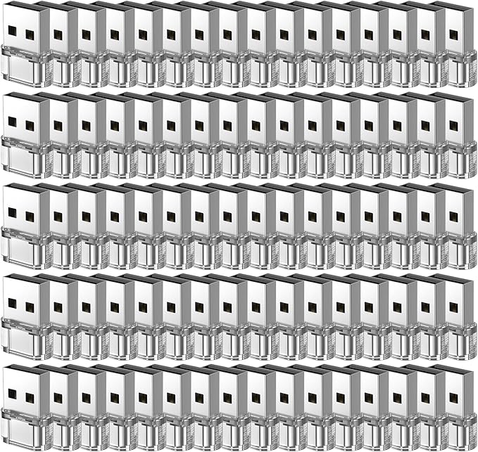 100 Packs USB A to USB Clear Adapter,USB C Female to A Male Charger Converter Compatible with Apple Watch Ultra iWatch 8 7,iPhone16 15 14 13 Pro Max Plus,iPad 9 10 Air 5 Mini 6,Car,Galaxy S23