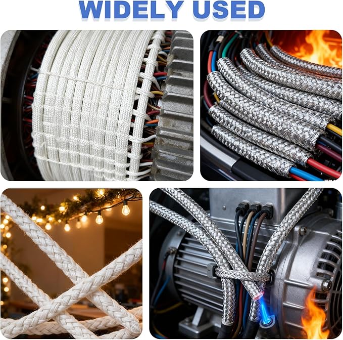 uxcell Insulation Cable Protector,22mm/0.87 Inch-3m/10 Feet High Temp Fiberglass Sleeve Black