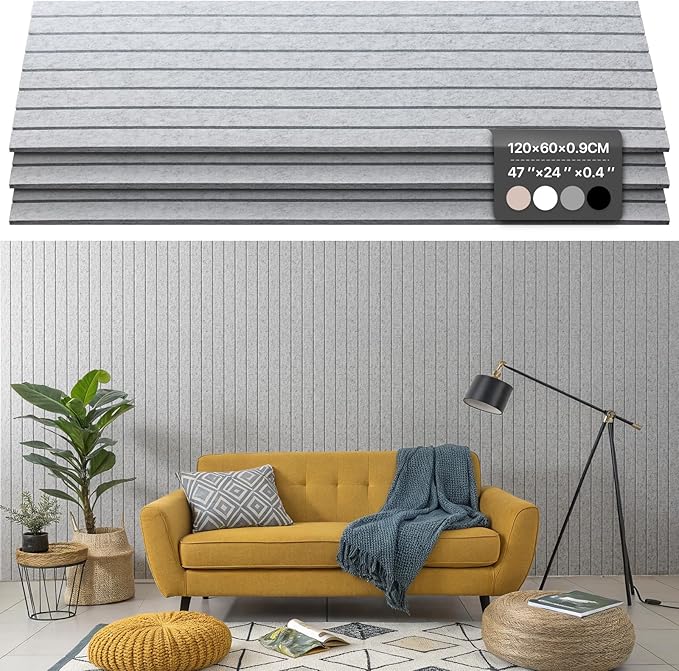 Soundproof Wall Panels Self-Adhesive, 3 Pack Large Acoustic Panels 47.2"x23.6"x0.35" High Density Sound Proof Panels for Walls, Noise Absorbing for Home Studio, Office, Game Room