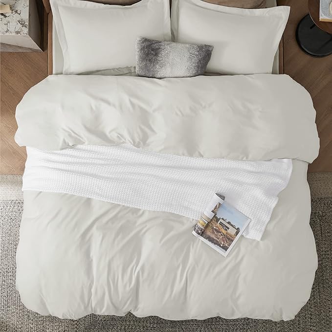 Bedsure Duvet Cover California King Size - Soft Double Brushed Bedding Set for Kids & Adults, Zipper Closure, 3 Pieces, Includes 1 Duvet Cover (104"x98") & 2 Pillow Shams, NO Comforter, Ivory White