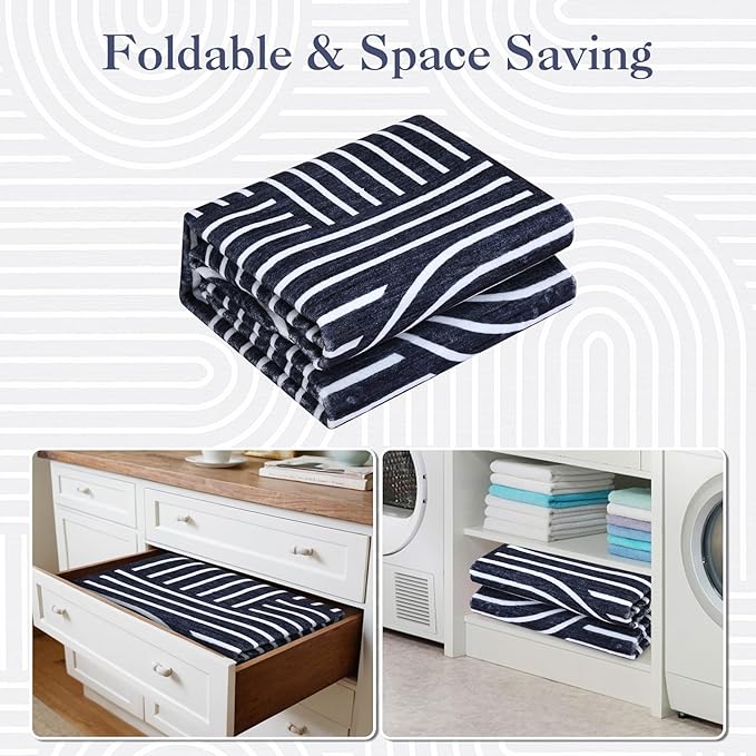 GAOMON Washable 2x6 Abstract Lines Rug Runners Non Slip Bathroom Rugs Non Shedding Blue Rug Low Pile Soft Bedside Rugs Modern Rainbow Runner for Hallway Porch Laundry Room Dining Table Under, Blue