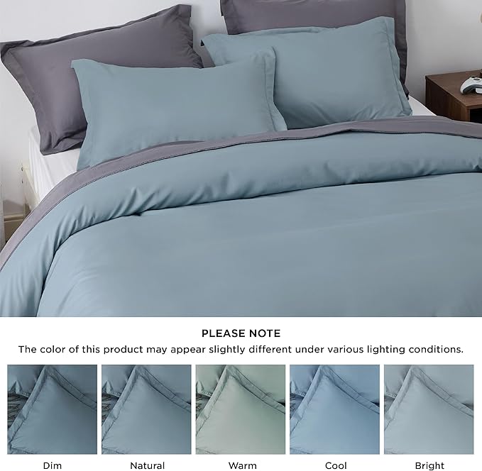 Bedsure Duvet Cover Oversized King Size - Soft Double Brushed Bedding Set for Kids & Adults, Zipper Closure, 3 Pieces, Includes 1 Duvet Cover (120"x98") & 2 Pillow Shams, NO Comforter, Mineral Blue