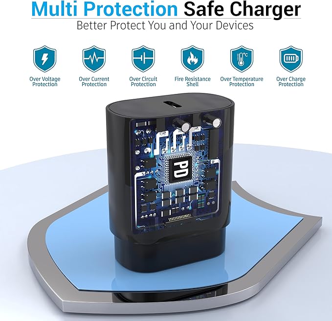 USB C Block 30W PD Super Fast Charging Block Type C Plug Wall Adapter Quick Charger for iPhone 17/17 Air/17 Pro/17 Pro Max/16/15/14/13/12/11/iPad/Mini/AirPod/Galaxy S25/S24/S23/S22 (Black 2Pack)