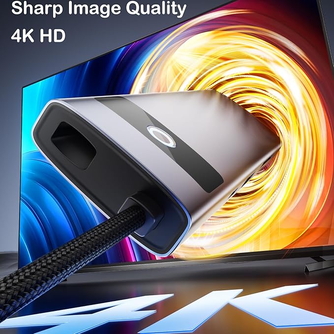 DiamondTiger 8-in-1 USB C Hub, 4K 30Hz HDMI Adapter, USB-C Docking Station with 100W PD, TF/MicroSD Card Reader, USB-A 2.0,3.0,Type-C 3.0 Ports,100M RJ45 for MacBook Pro/Air,iPad,iPhone 15/Pro Max