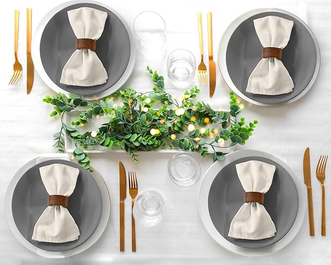 Zoyer Cloth Napkins Set of 4, 18x18 Inches Cotton Enrich Napkins Cloth ‎Washable, Soft & Durable Dinner Napkins for Parties, Wedding, Christmas, ‎Thanksgiving & Everyday Use - Ivory
