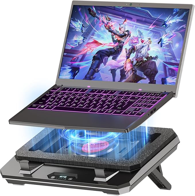 IETS GT300 Upgraded Laptop Cooling Pad with Adjustable Stand, Turbo Boosted Cooler for Rapid Cooling 10-17inch Gaming Laptop, Flexible Sealing Ring，Featuring Air Filtration and USB Hub
