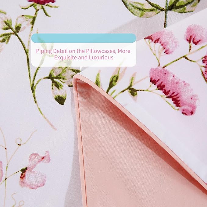 RYNGHIPY Shabby Floral Bees Print Bedding Sheets with Pillowcases, Breathable Egyptian Cotton Bed Sheet Set (Bee,Full Size)