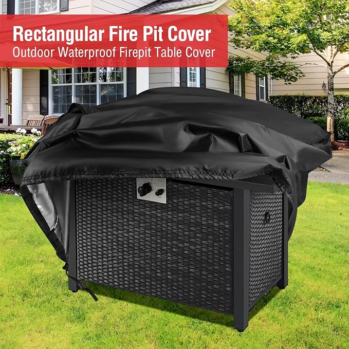 Youlvy Fire Pit Cover Rectangular 40 Inch - Waterproof Outdoor Fire Table Cover Rectangle Heavy Duty, 600D Patio Propane Gas Firepit Cover Rectangular Tear Weather Resistant - 40 x 25 x 20 Inch