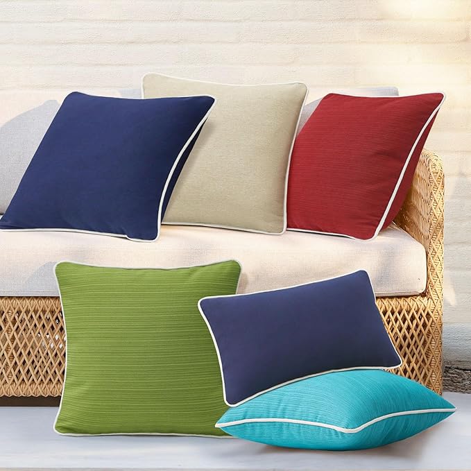 Unimatta Decorative Outdoor Water Repellent Throw Pillows with Inserts, Set of 4, 20" x20" Pillows for Patio, Backyard, Bed, Couch, and Patio Furniture, Lawn Green