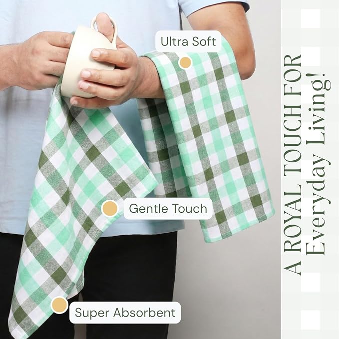 Multi Dish Towels 4 Pack Combo, 18"x26", Quick Drying Cloths, 100% Cotton, Absorbent Wash Rags, Washable, Reusable Cleaning Towels for Dishes, Kitchen Drying Use - Multi Pack