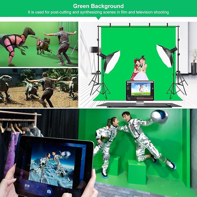 PULUZ Blue Green Red Screen Backdrop Kit with Tripod Stand, 6.5x6.5ft Green Screen Stand for Content Creation and Virtual Backgrounds, Blue Red Photo Background with Backdrop Stand for Photography