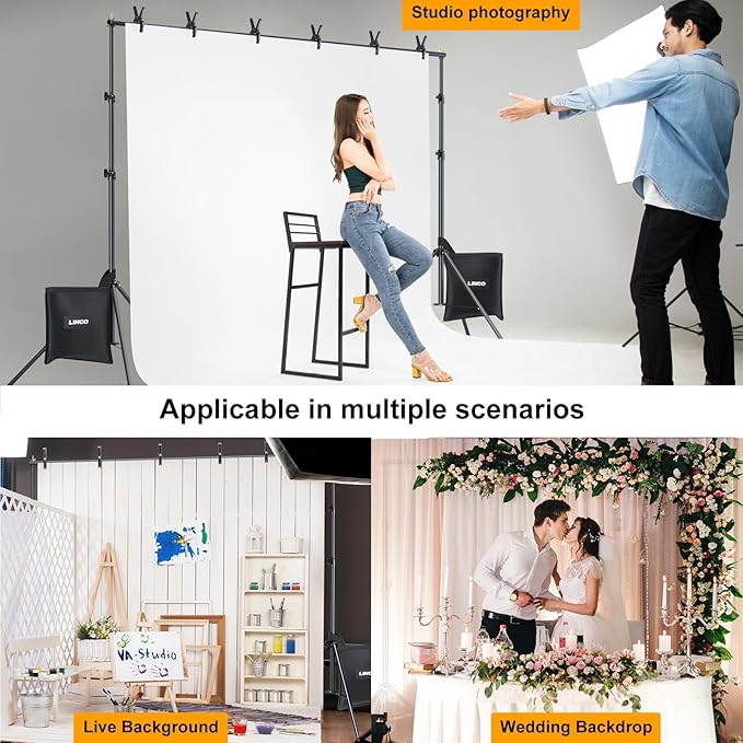 LINCO Backdrop Stand for Parties Kit 10x7 ft Adjustable Back Drop Photography Studio Photo Background Support System with Clamps, Sand Bag, Carrying Bag 4172