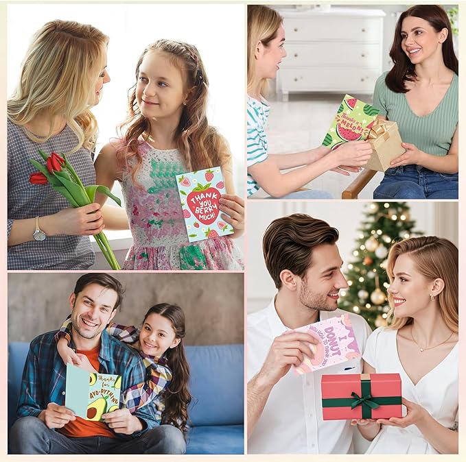 Thboxes 40 Pack Funny Thank You Cards with Envelopes & Stickers, 4×6 in Cute Thank You Card, Blank Cards and Envelopes Greeting Card for Kids Birthday, Wedding, Baby Shower, Thanksgiving, Christmas