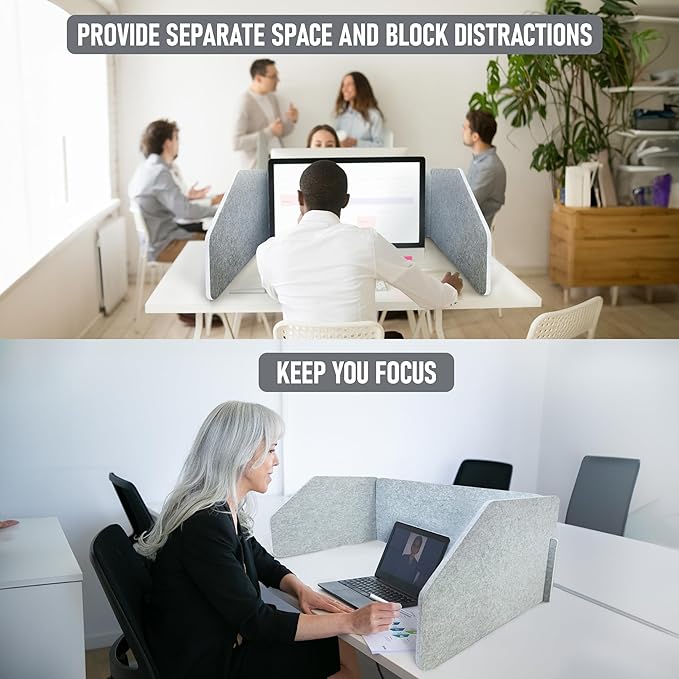 29.1"x22.8"x1.2" Acoustic Desk Divider, Sound Absorbing, Freestanding Soundproof Privacy Panel, Reduce Noise, Increase concentration, Made from High Quality Polyester (U-Shaped)